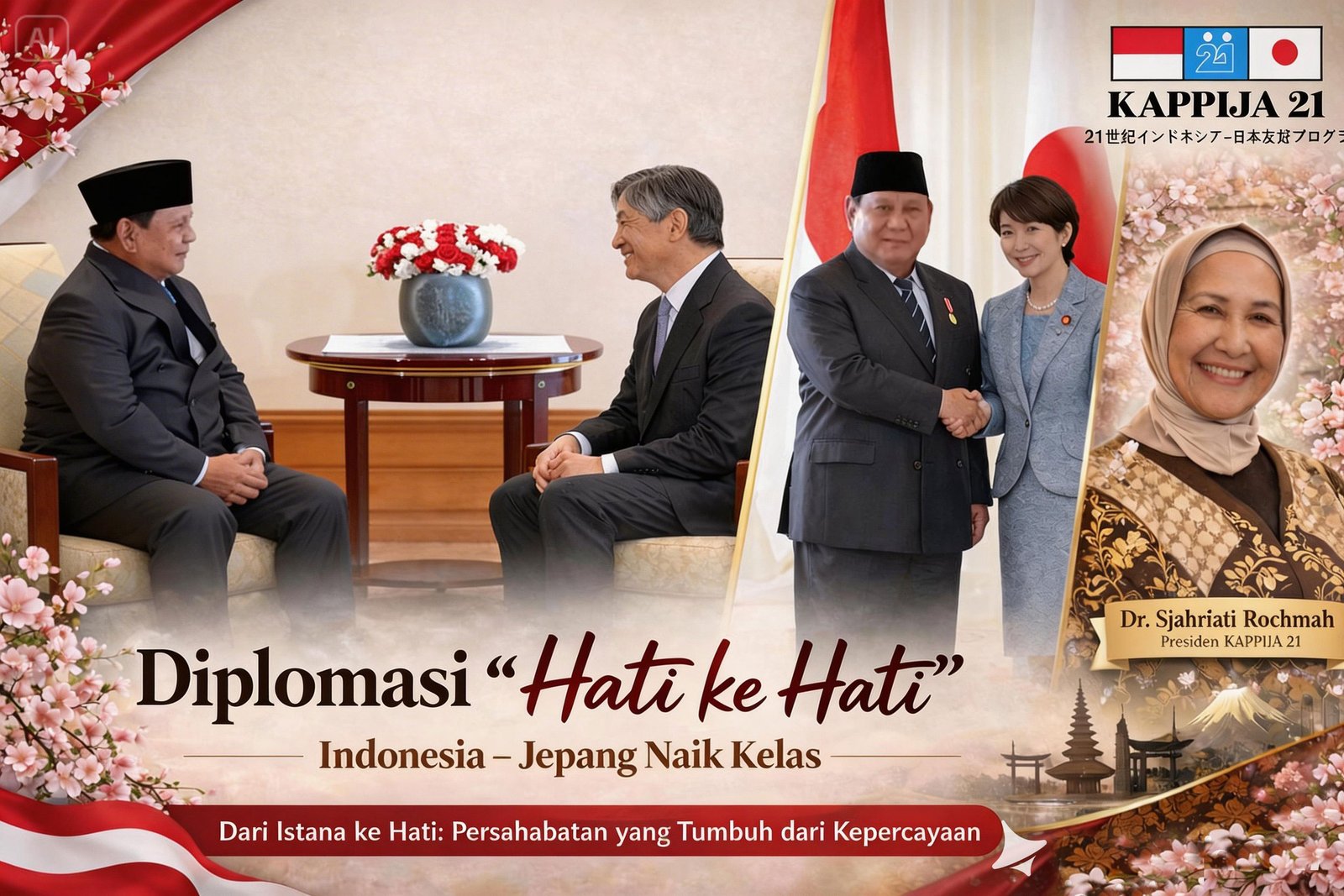 Melihat hangatnya kunjungan Presiden Prabowo ke Jepang dan pesan strategis Dr. Sjahriati Rochmah (Kak Tj) tentang peran 4.162 alumni KAPPIJA 21 sebagai jembatan persahabatan.