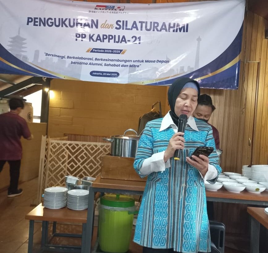 Ketua Umum Kappija21, Dr. Sjahriati Rochmah atau Kak TJ, menyampaikan sambutan dalam acara pengukuhan Pengurus Pusat Kappija21 periode 2026–2029 di Jakarta, menegaskan pentingnya kolaborasi Indonesia–Jepang dan kontribusi sosial yang inklusif.