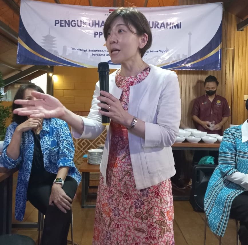 Perwakilan JICA Office Jepang, Mrs. Takeda Sachiko, menghadiri acara pengukuhan Pengurus Pusat Kappija21 periode 2026–2029 di Jakarta sebagai bentuk dukungan terhadap penguatan hubungan bilateral Indonesia–Jepang melalui jejaring alumni.