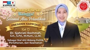 Home Keluarga besar KAPPIJA21 bangga atas pelantikan Dr. Sjahriati Rochmah (Kak TJ) sebagai Staf Ahli Bidang Politik, Pertahanan, dan Keamanan Kemensetneg RI. Selamat mengemban amanah!
